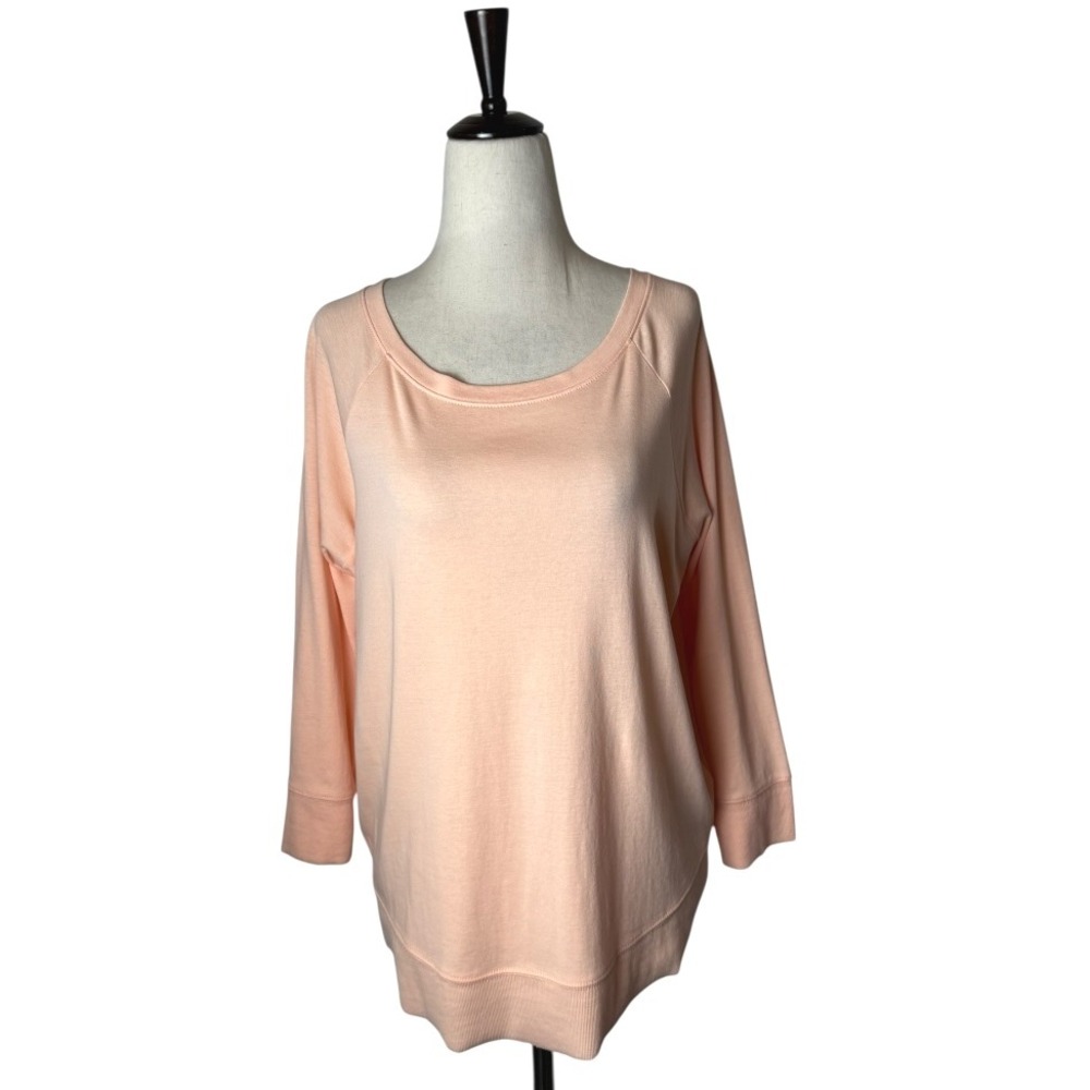 Lilla P Shirt Women Medium Pink Knit Curved Hem Bell Tee Athleisure Outdoor NWT
